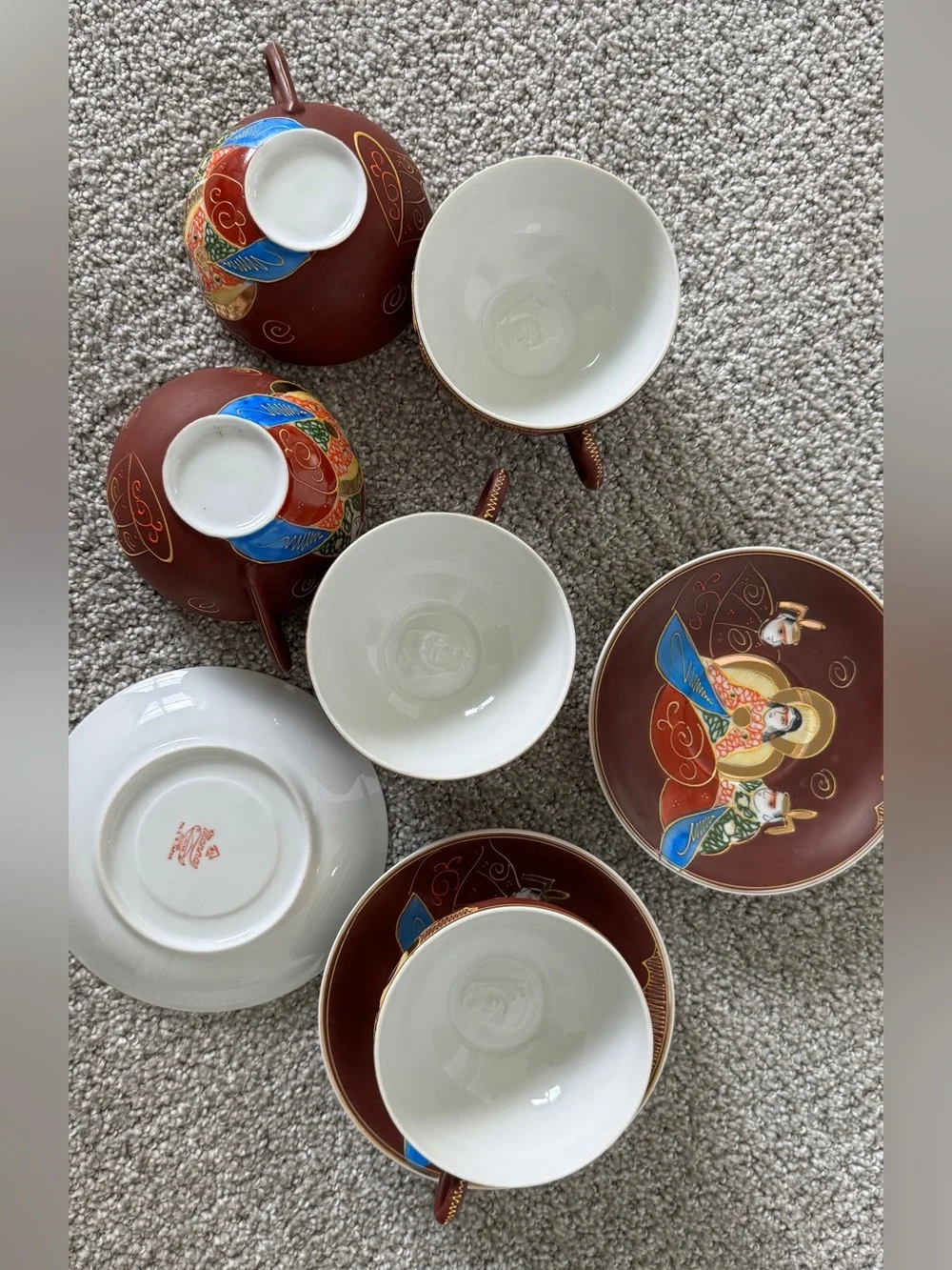 Hand-Painted Porcelain Tea Set with Japanese Motifs